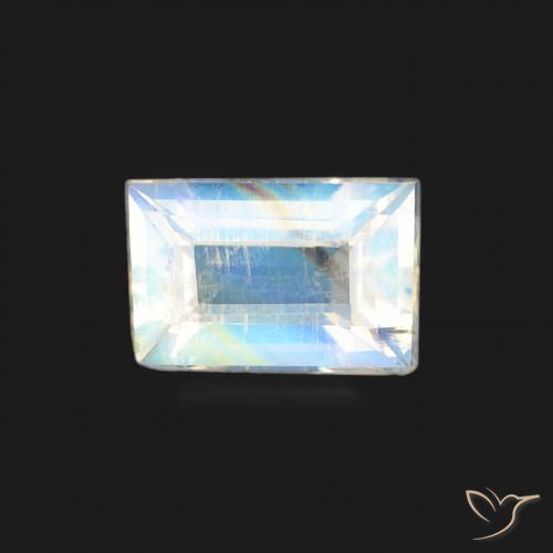 0.47ct 天然 蓝白色 彩虹月长石, 狭长方形, 透明