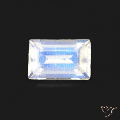 0.47ct 天然 蓝白色 彩虹月长石, 狭长方形, 透明