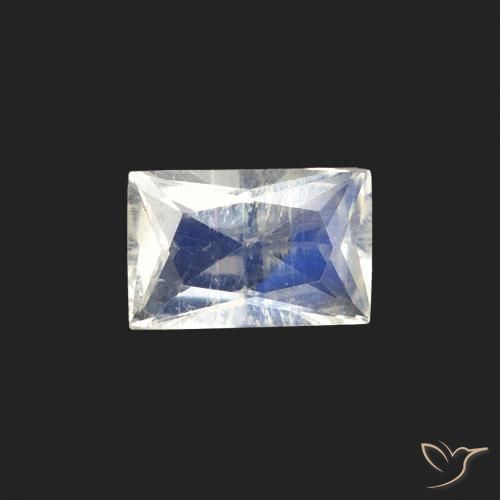0.50ct 天然 蓝白色 彩虹月长石, 狭长方形, 透明
