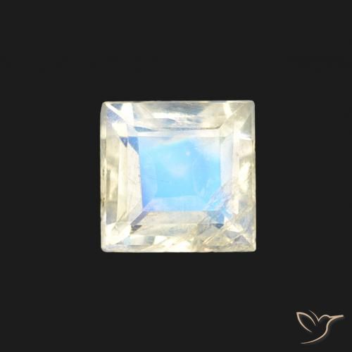 0.35ct 天然 蓝白色 彩虹月长石, 正方形, 透明