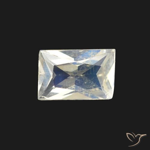 0.39ct 天然 蓝白色 彩虹月长石, 狭长方形, 透明