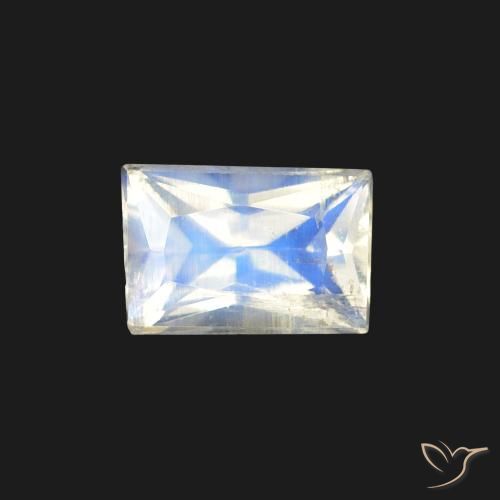 0.47ct 天然 蓝白色 彩虹月长石, 狭长方形, 透明