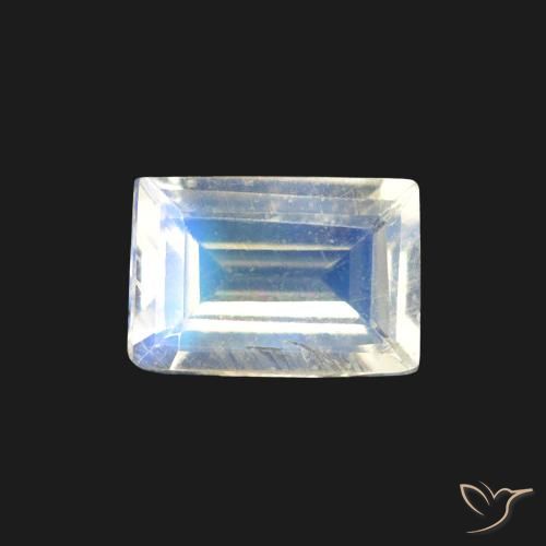 0.48ct 天然 蓝白色 彩虹月长石, 狭长方形, 透明