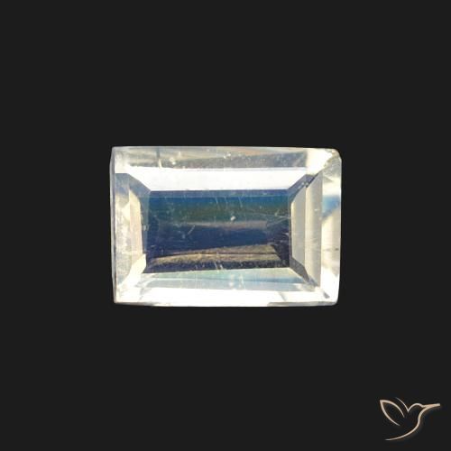 0.40ct 天然 蓝白色 彩虹月长石, 狭长方形, 透明