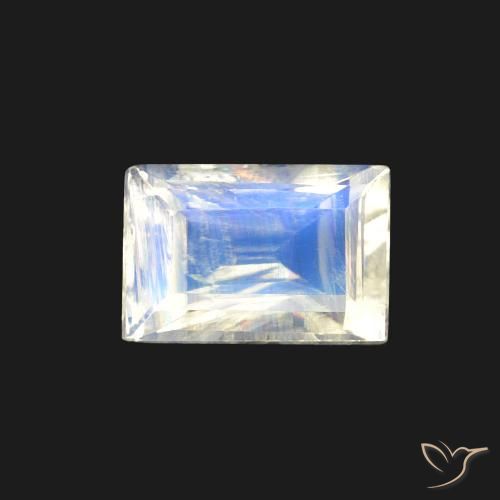 0.56ct 天然 蓝白色 彩虹月长石, 狭长方形, 透明