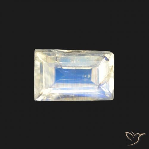 0.51ct 天然 蓝白色 彩虹月长石, 狭长方形, 透明