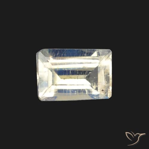 0.45ct 天然 蓝白色 彩虹月长石, 狭长方形, 透明