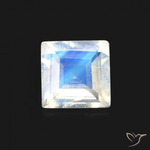 0.44ct 天然 蓝白色 彩虹月长石, 正方形, 透明