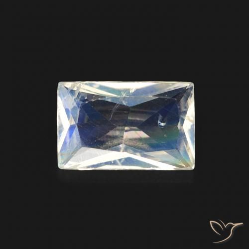 0.46ct 天然 蓝白色 彩虹月长石, 狭长方形, 透明