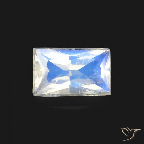 0.45ct 天然 蓝白色 彩虹月长石, 狭长方形, 透明
