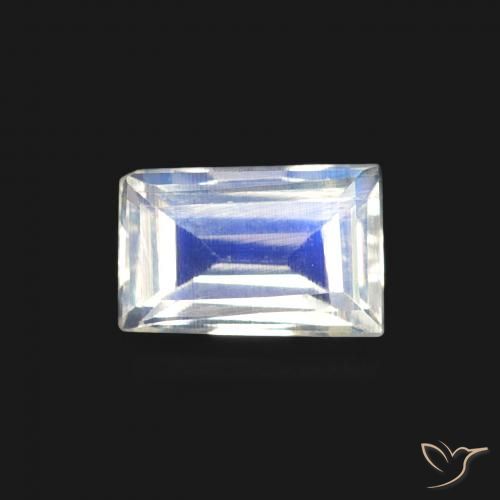 0.47ct 天然 蓝白色 彩虹月长石, 狭长方形, 透明