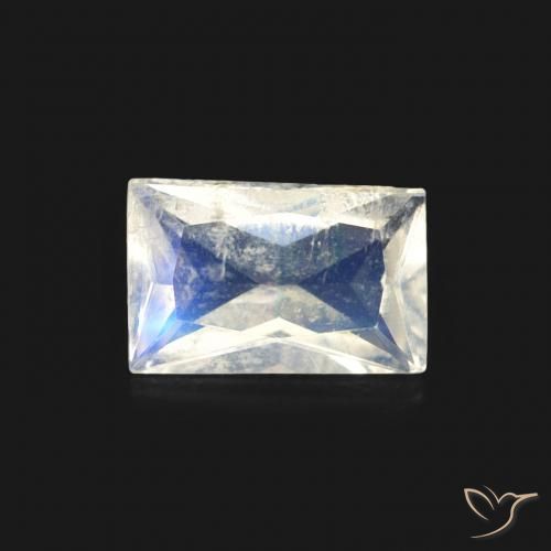0.49ct 天然 蓝白色 彩虹月长石, 狭长方形, 透明