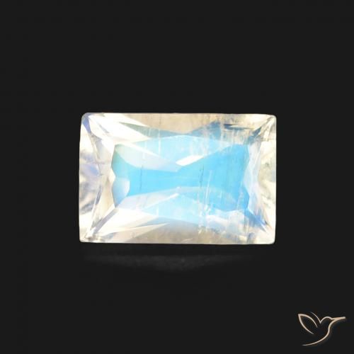 0.46ct 天然 蓝白色 彩虹月长石, 狭长方形, 透明