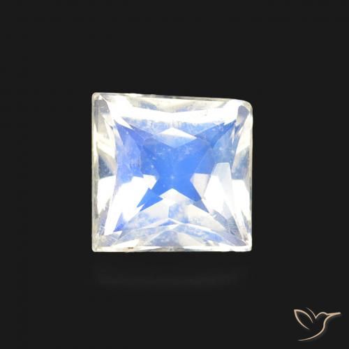 0.55ct 天然 蓝白色 彩虹月长石, 正方形, 透明