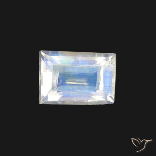 0.57ct 天然 蓝白色 彩虹月长石, 狭长方形, 透明