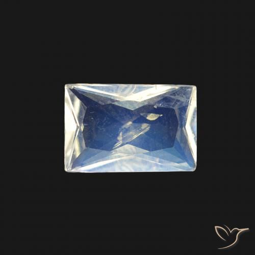 0.45ct 天然 蓝白色 彩虹月长石, 狭长方形, 透明