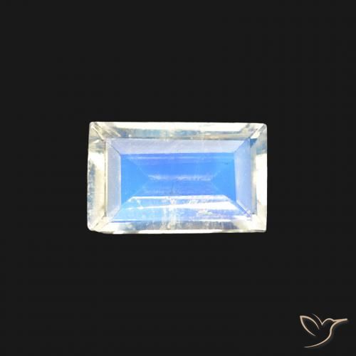 0.34ct 天然 蓝白色 彩虹月长石, 狭长方形, 透明