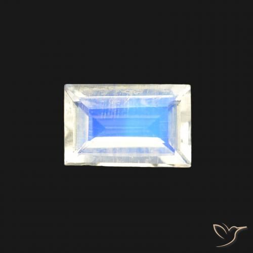 0.44ct 天然 蓝白色 彩虹月长石, 狭长方形, 透明