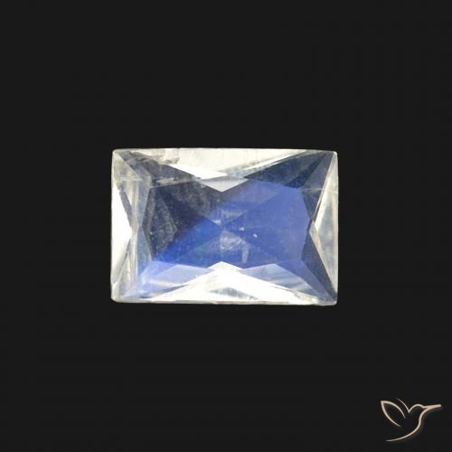 0.40ct 天然 蓝白色 彩虹月长石, 狭长方形, 透明