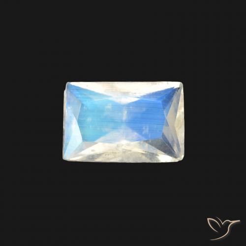 0.37ct 天然 蓝白色 彩虹月长石, 狭长方形, 透明