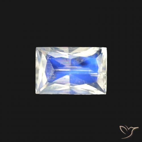 0.45ct 天然 蓝白色 彩虹月长石, 狭长方形, 透明