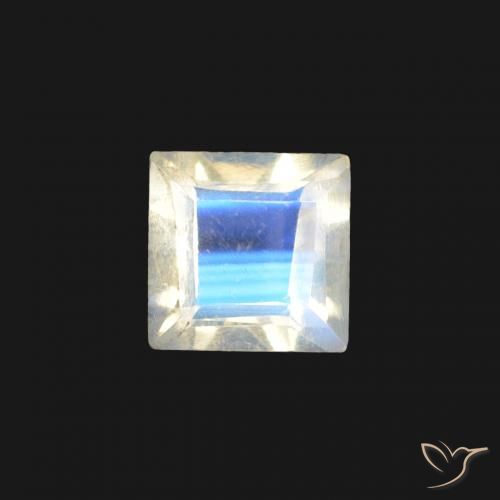 0.26ct 天然 蓝白色 彩虹月长石, 正方形, 透明