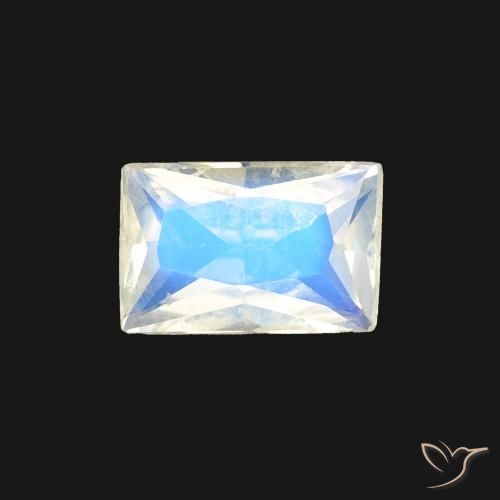 0.50ct 天然 蓝白色 彩虹月长石, 狭长方形, 透明