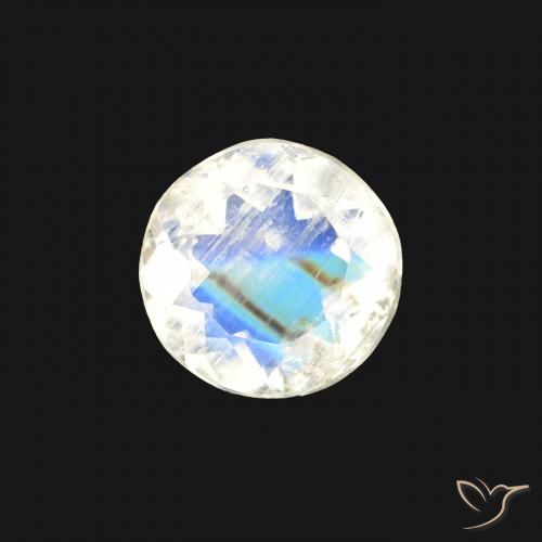 0.46ct 天然 蓝白色 彩虹月长石, 圆形的, 透明
