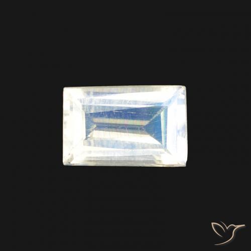 0.41ct 天然 蓝白色 彩虹月长石, 狭长方形, 透明