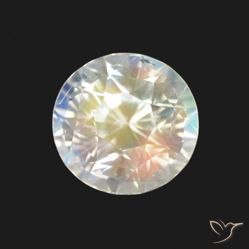 1.59ct 天然 多色白 彩虹月长石, 圆形的, VVS-VS