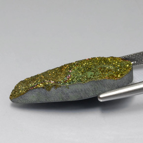 16.71克拉天然彩虹黄铁矿，梨形，不透明