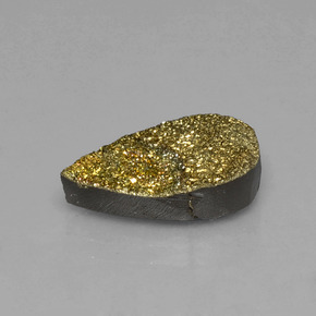 5.04克拉天然彩虹黄铁矿，梨形，不透明
