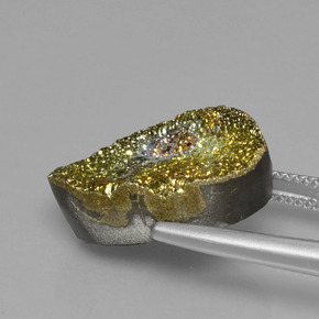 12.80克拉天然多色彩虹黄铁矿，椭圆形切割，19.6×12.2毫米，不透明