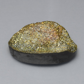 30.22克拉天然多色彩虹黄铁矿，椭圆形切割，28.3×19.1毫米，不透明
