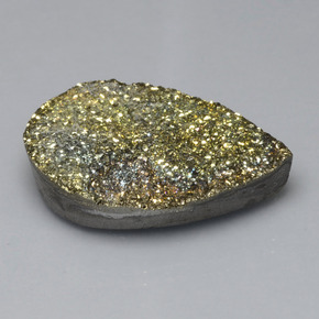 36.37克拉天然黄色彩虹黄铁矿，梨形，30.5×21.3毫米，不透明