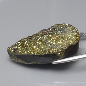 36.37克拉天然黄色彩虹黄铁矿，梨形，30.5×21.3毫米，不透明