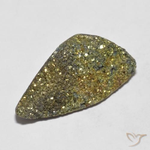 10.03克拉天然彩虹黄铁矿，花式切割，不透明