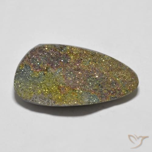 15.17克拉天然多色彩虹黄铁矿，异形，15.6×12.9毫米，不透明