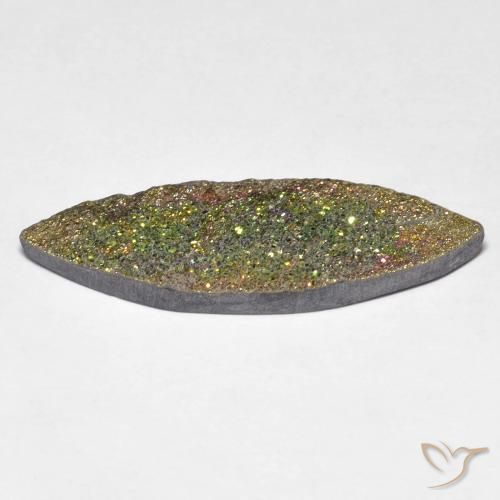 5.52克拉天然多色彩虹黄铁矿，马眼形，26×8.2毫米，不透明
