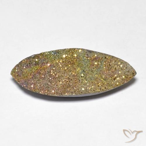 购买15.09 克拉彩虹黄铁矿宝石| 32.4 x 12.1 mm | GemSelect