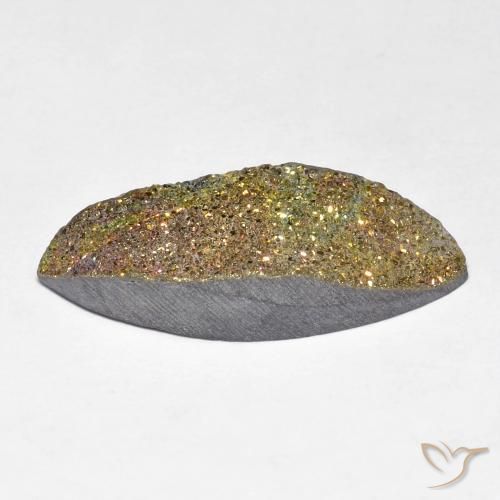 7.90克拉天然彩虹黄铁矿，榄尖形，不透明