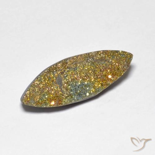 4.60克拉天然彩虹黄铁矿，榄尖形，不透明