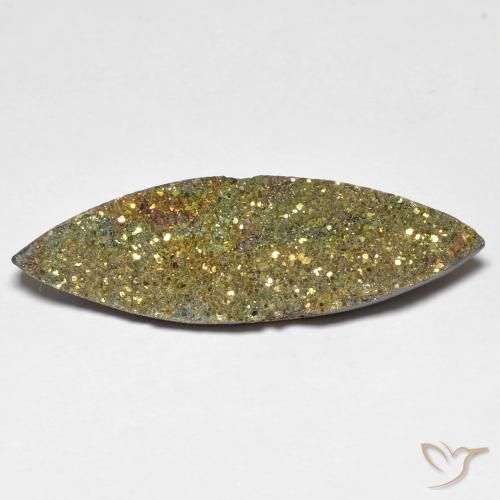 9.73ct 天然 彩色 彩虹黄铁矿, 榄尖形, 不透明