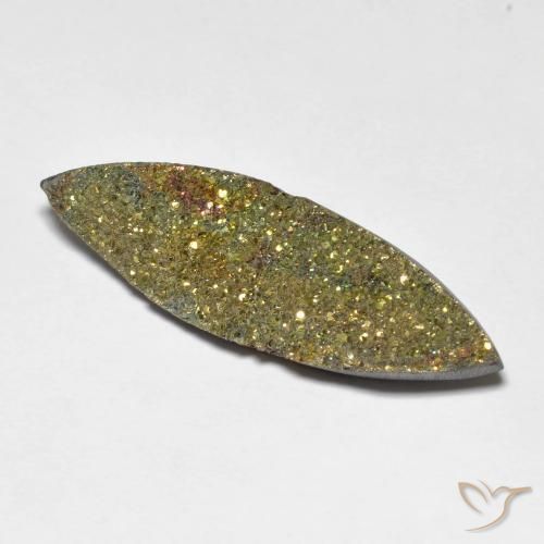 9.73克拉天然彩虹黄铁矿，榄尖形，不透明