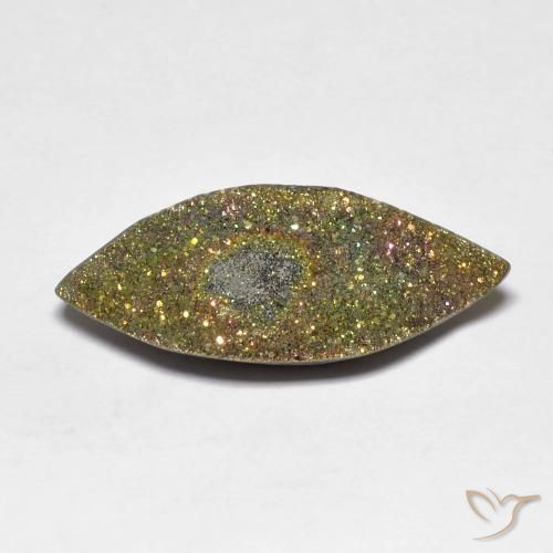 5.48ct 天然 彩色 彩虹黄铁矿, 榄尖形, 不透明