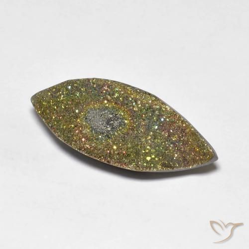 5.48克拉天然彩虹黄铁矿，榄尖形，不透明