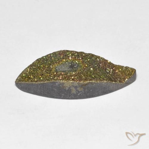 5.48克拉天然彩虹黄铁矿，榄尖形，不透明