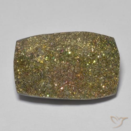 13.67ct 天然 彩色 彩虹黄铁矿, 狭长方形, 不透明