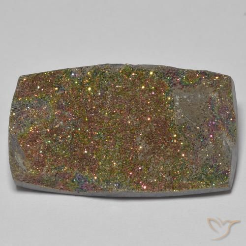 27.21ct 天然 彩色 彩虹黄铁矿, 狭长方形, 不透明