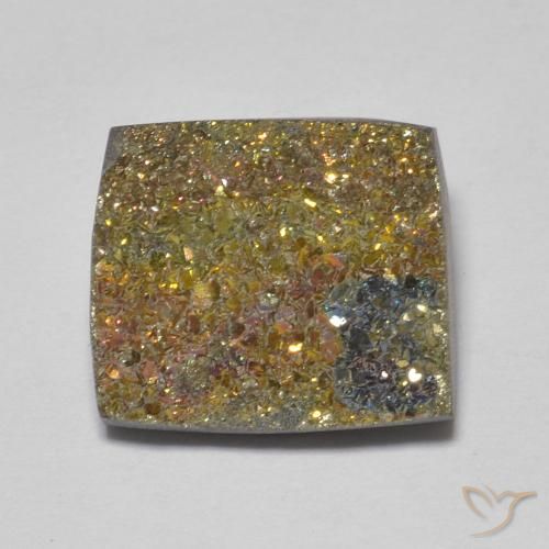 5.14ct 天然 彩色 彩虹黄铁矿, 正方形, 不透明